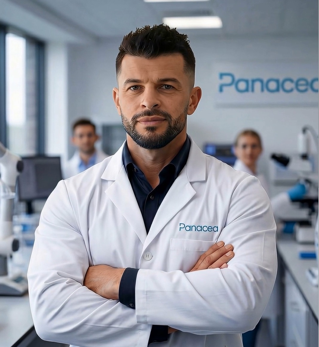 Bogdan Dicoias, inventor of the Liquiprester, in the Panacea laboratory